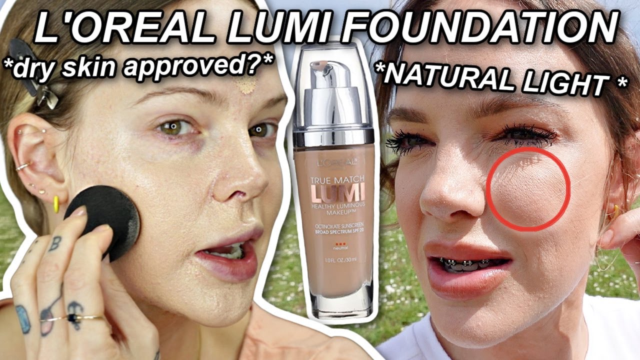 LOREAL LUMI FOUNDATION REVIEW and WEAR TEST *natural light shots, dry skin, outdoor tested*