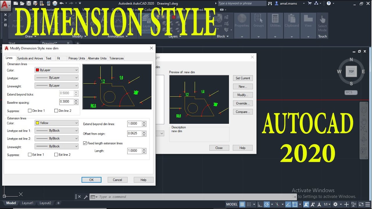 شرح اعدادت الأبعاد | DIMENSION STYLE AUTOCAD 2020