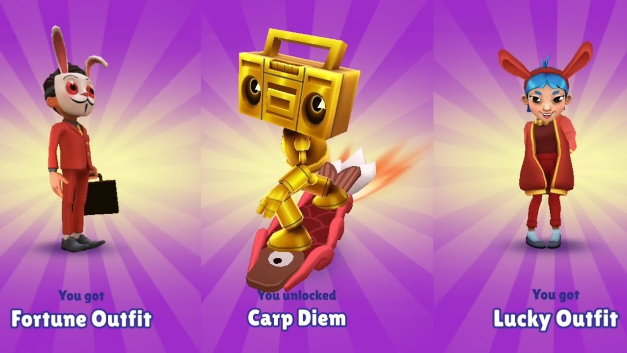 Unlocking Frank Fortune Outfit, Carp Diem Board & Bonnie Lucky Outfit Subway Surfers Lunar New Year