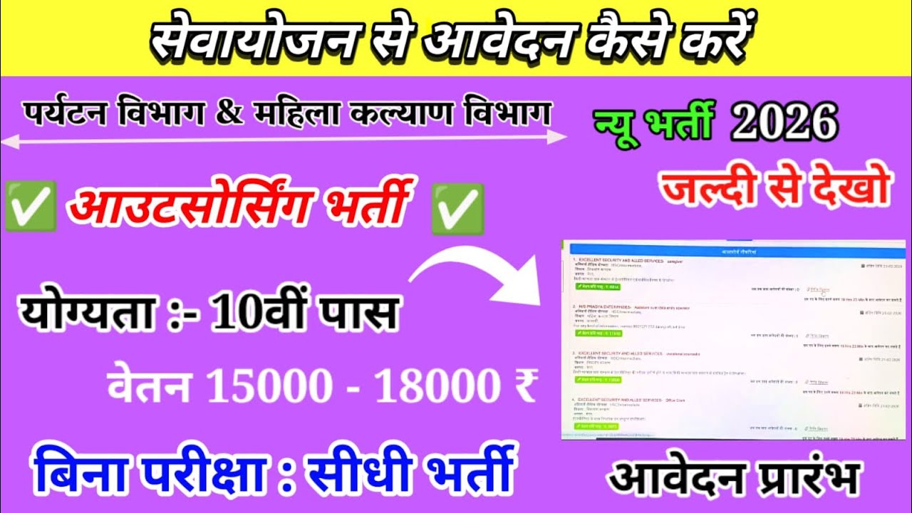 Sewayojan se job apply kaise kare || पर्यटन विभाग || महिला कल्याण विभाग || rojgar sangam|| 10वीं पास