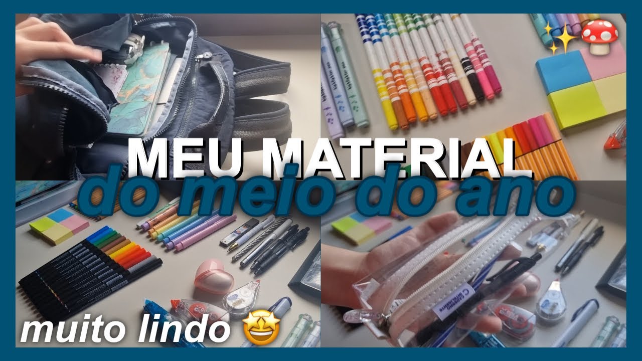 mostrando + organizando meu material escolar do meio do ano de 2024✨️
