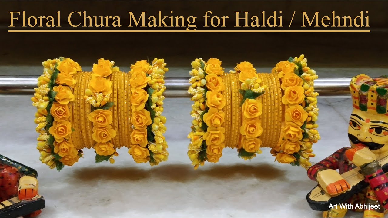 How To Make Floral Chura Bangles At Home |Haldi/Mehandi jewellery making at home