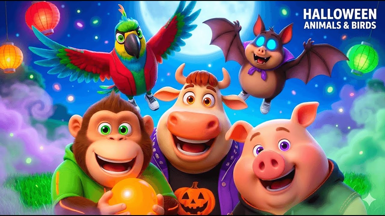 Halloween Animal Sounds Song | Nursery Rhyme for Kids Spooky Halloween Animals & Learn Animal Names