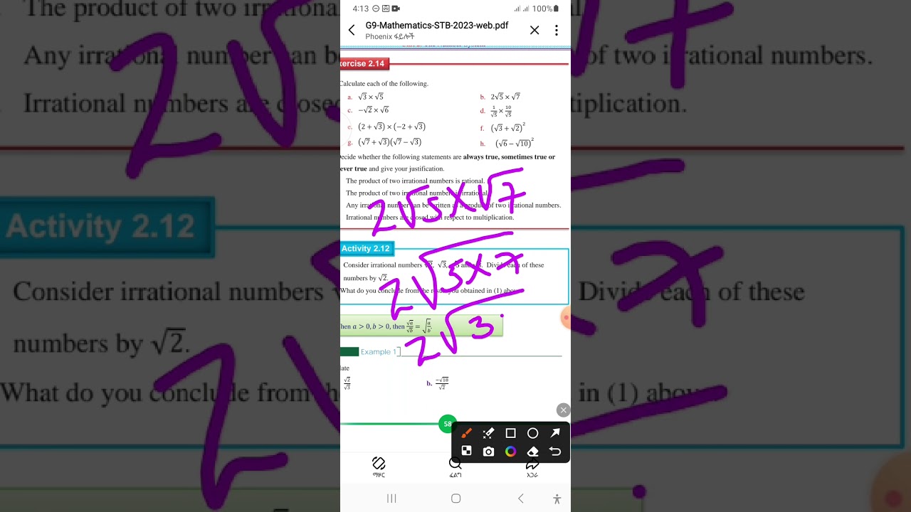 Mathematics Grade 9th unit 2 operations irrational numbers