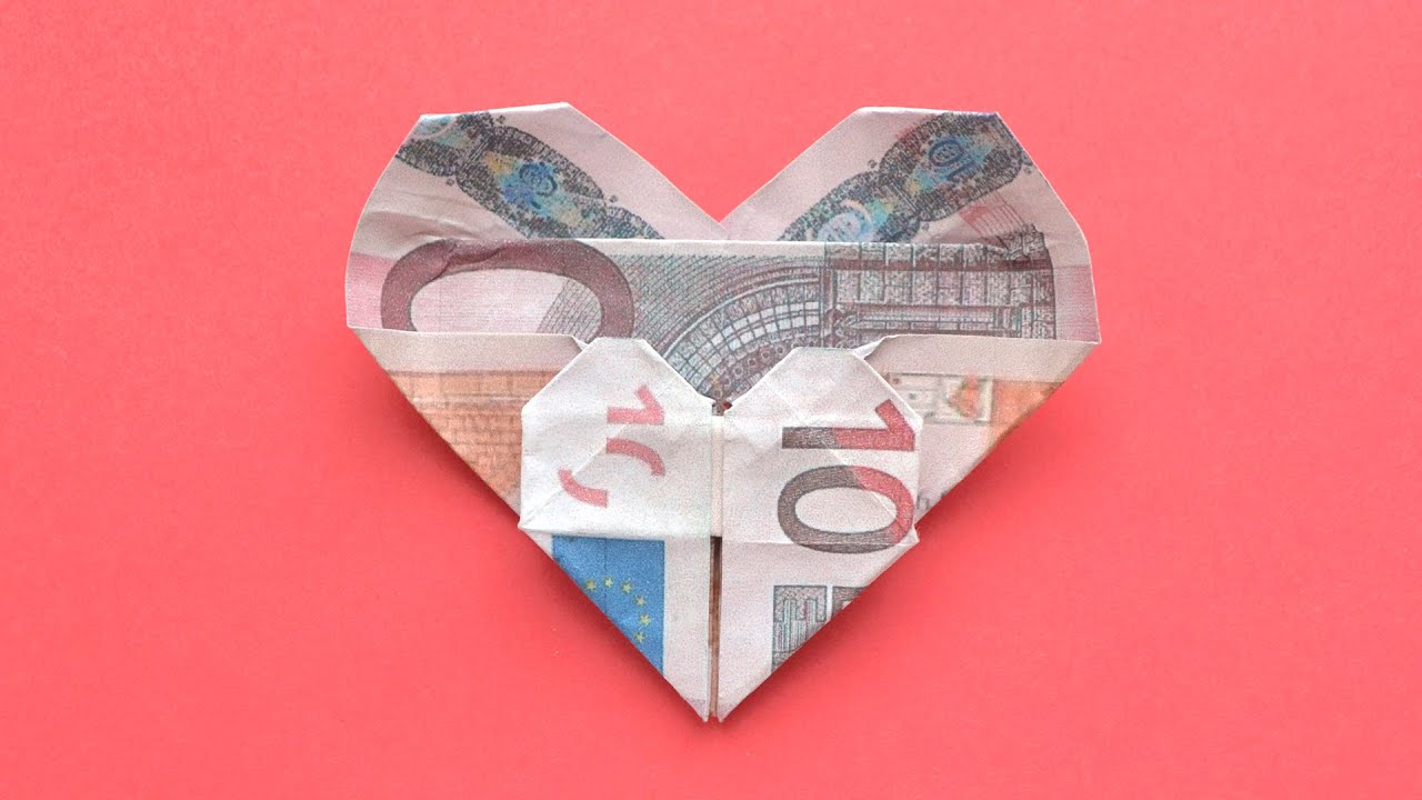 Origami DOPPELTES HERZ Geldgeschenk GELD FALTEN | Money DOUBLE HEART | Tutorial by Euro Origami