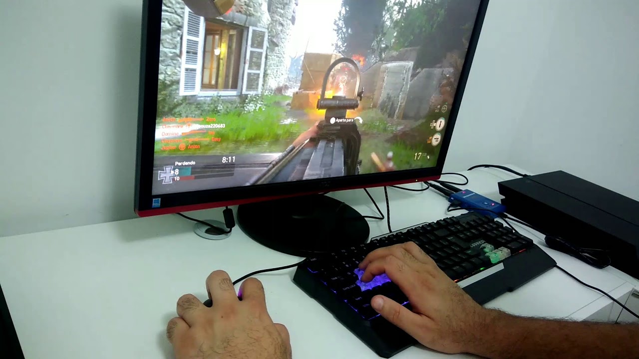 Demonstração do Adaptador de Teclado e Mouse para PS4/XBOX One - Max Shooter One - Call of Duty WWII