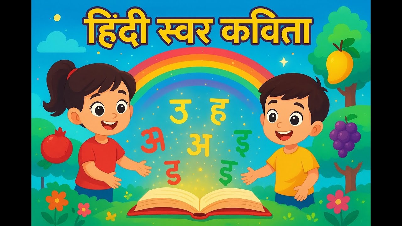 🎵 हिंदी स्वर कविता | Hindi Varnmala Rhymes for Kids | Learn Hindi Alphabets | FunLand Library