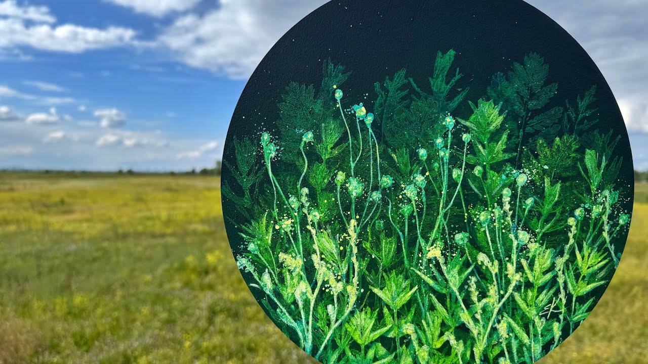 Wild flowers painting ideas / Painting with wild plants / Summer landscape painting / Leaf painting