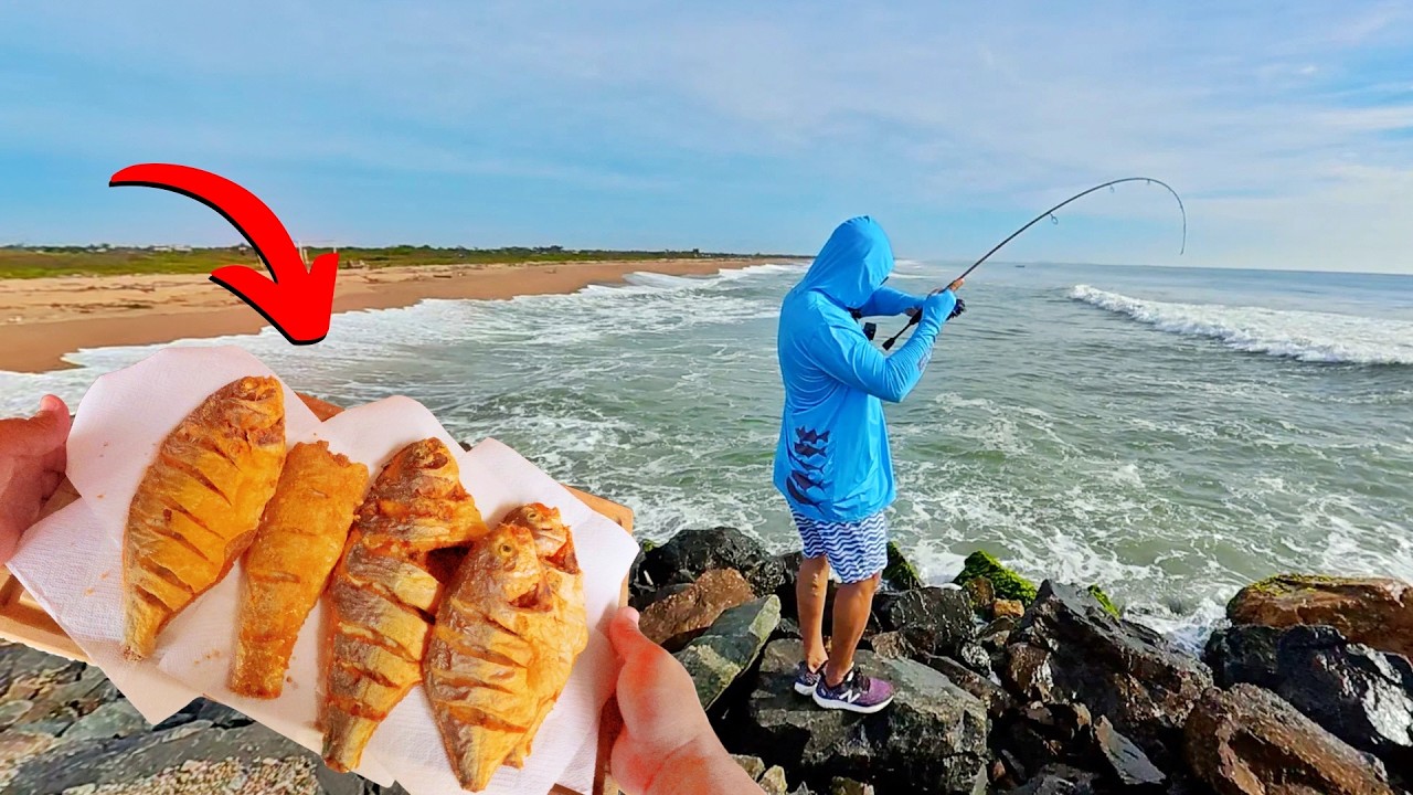 PESQUEI, LIMPEI e PRAPAREI na beira do mar! Pesca nas pedras