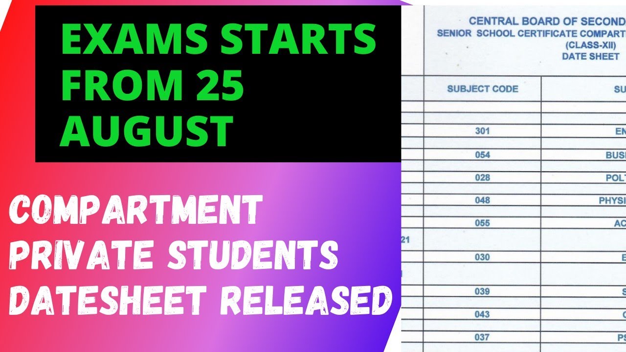 Breaking News : CBSE Release datasheet for private compartment students | class 10 and 12