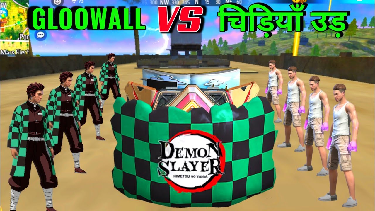 Gloowall Skin Challange And चिड़ियाँ उड़ On Factory Roof | Demon Slayer vs Adam | Garena Free Fire 🔥