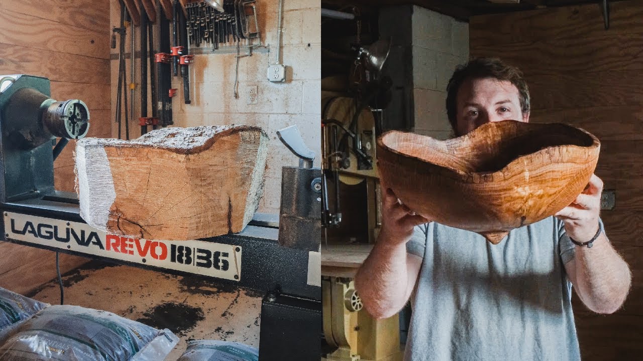 Turning a Natural Edge Oak Bowl with Figure, Spalting, and Little Carved Feet | Wood Turning