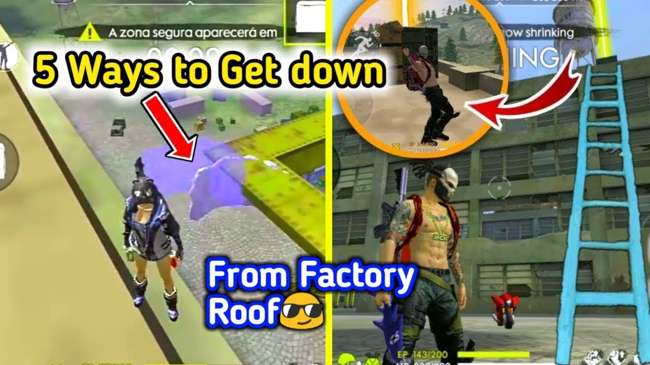 Top 5 Ways to Get down from Factory Roof👌| Free fire Tips and Tricks
