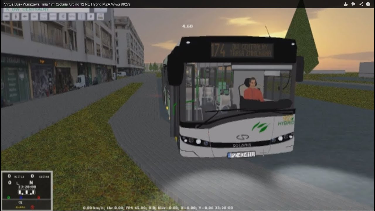 VirtualBus- Warszawa, linia 174 (Solaris Urbino 12 NE Hybrid MZA W-wa #927)
