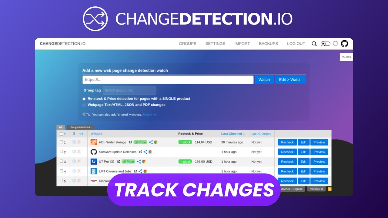 ChangeDetection: бесплатный инструмент с открытым исходным кодом для мониторинга и оповещения веб...