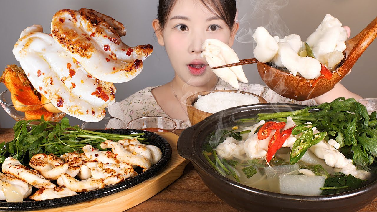 몰캉 쫀득 이리오너라🦑🤍 오징어내장탕 오징어내장버터구이 오징어이리 먹방 squid intestines [eating show] mukbang korean food