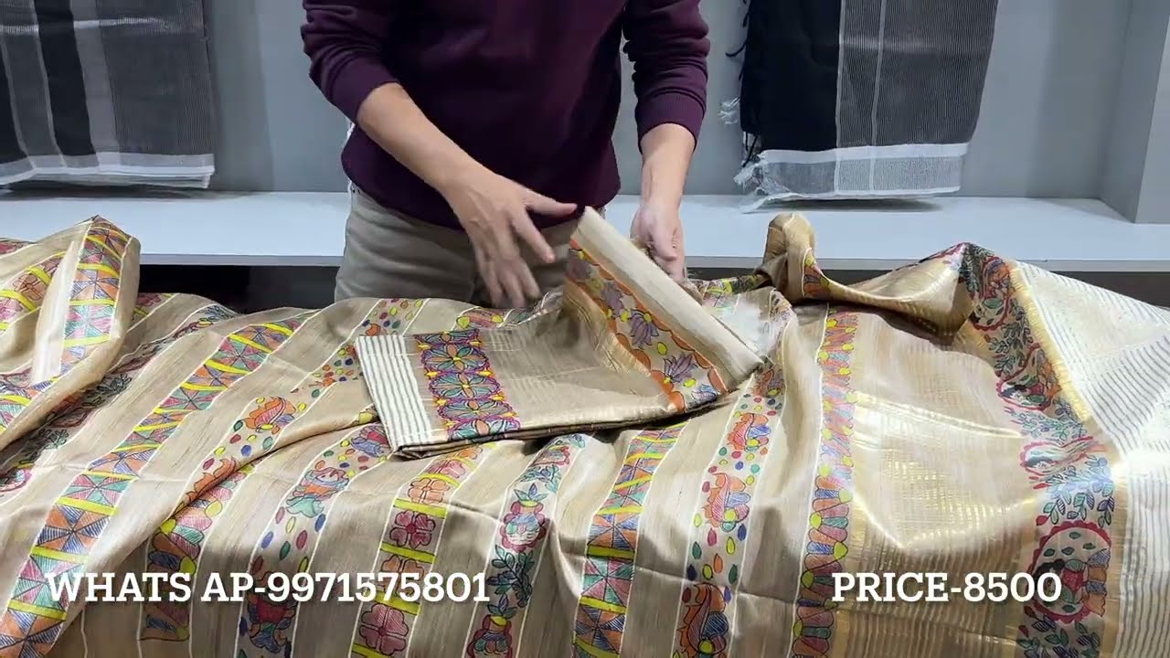 Latest Unique Saree Design Bhagalpuri Tussar Silk Madhubani Hand painting Saree Price #moheydesi