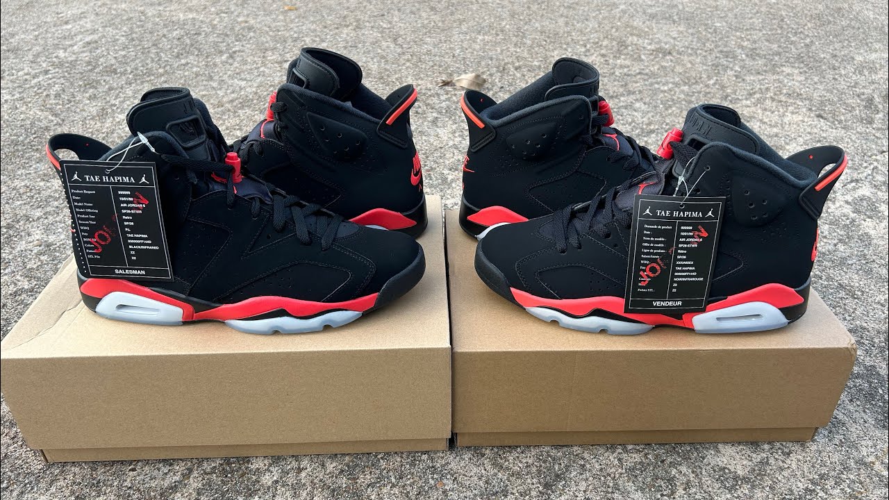 Air Jordan 6 Reverse Infrared Salesman Replica VS Retail 
