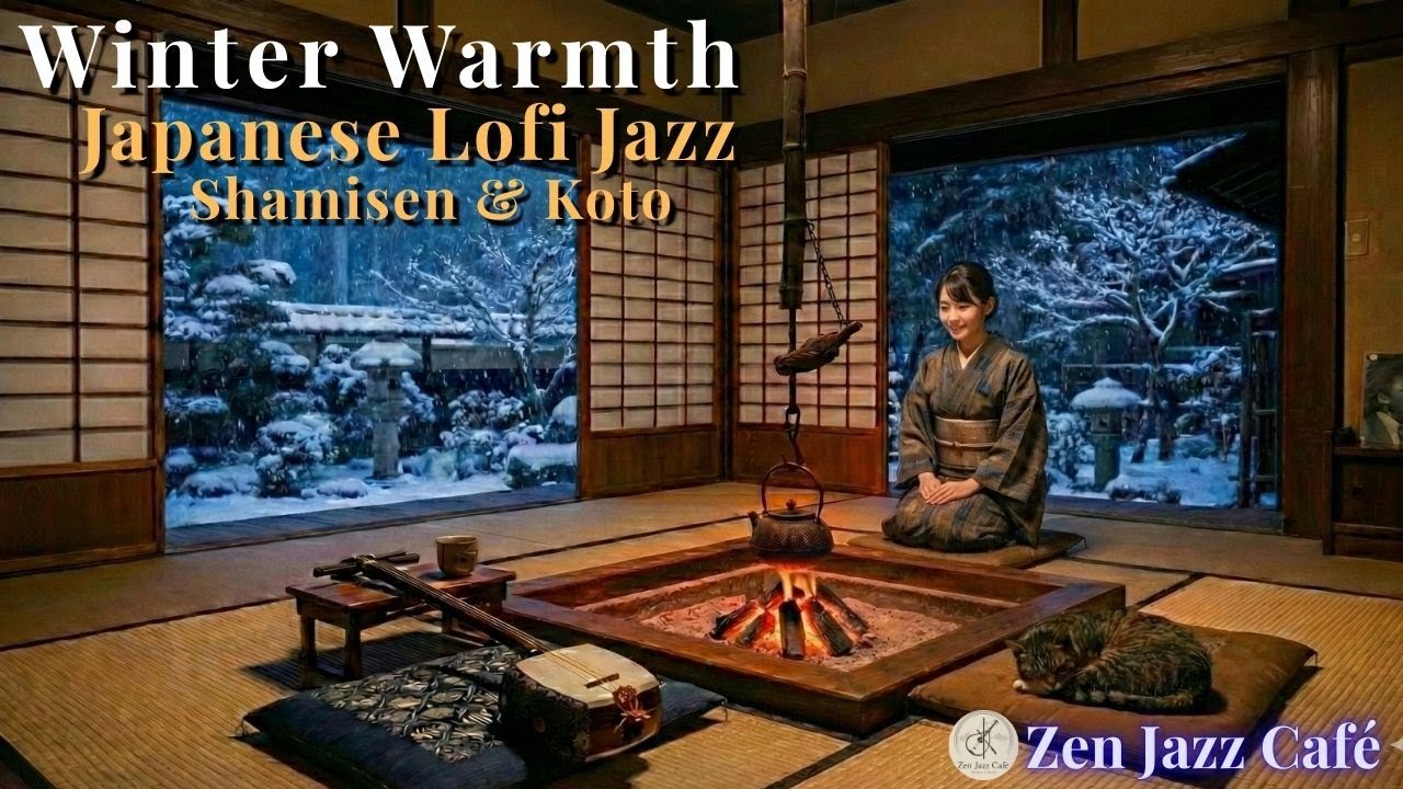 Winter Warmth | Cozy Jazz & Japanese Lofi (Shamisen, Koto, Shakuhachi) Zen Jazz Cafe