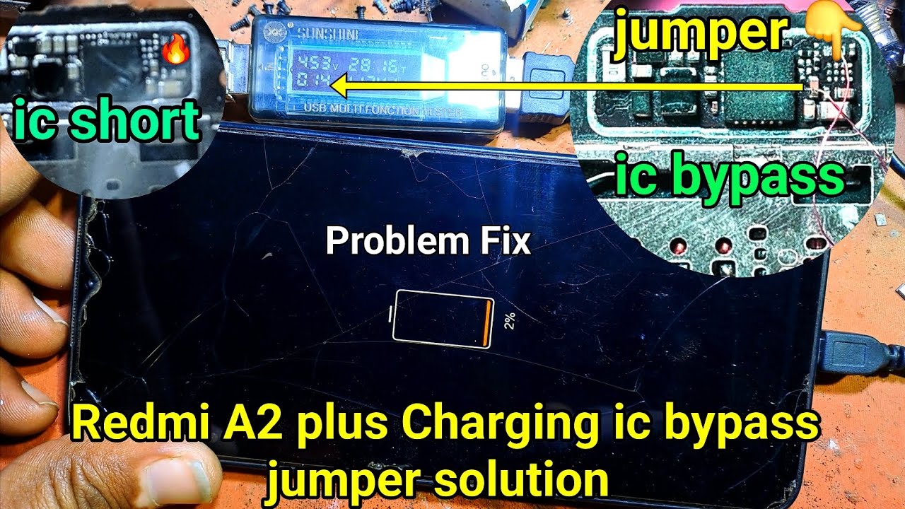 redmi a2 plus charging ic bypass jumper | redmi a2 plus charging problem solution