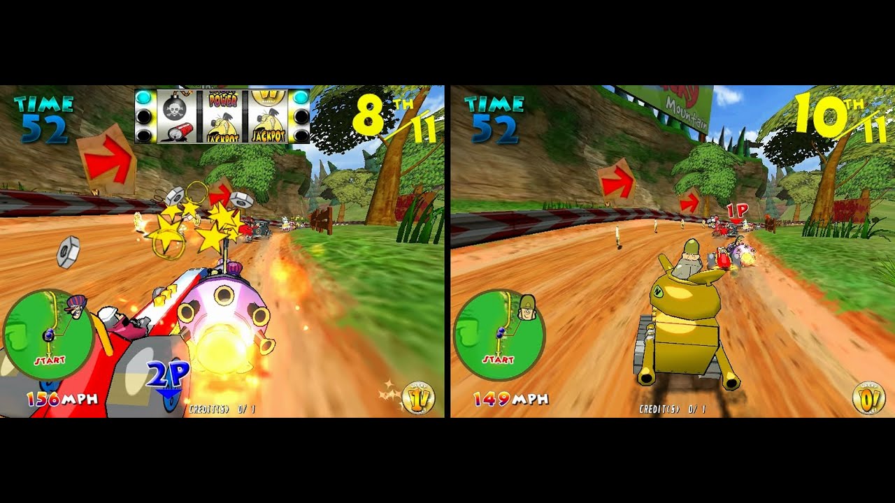 Wacky Races аркадная игра для 2 игроков 60 кадров в секунду