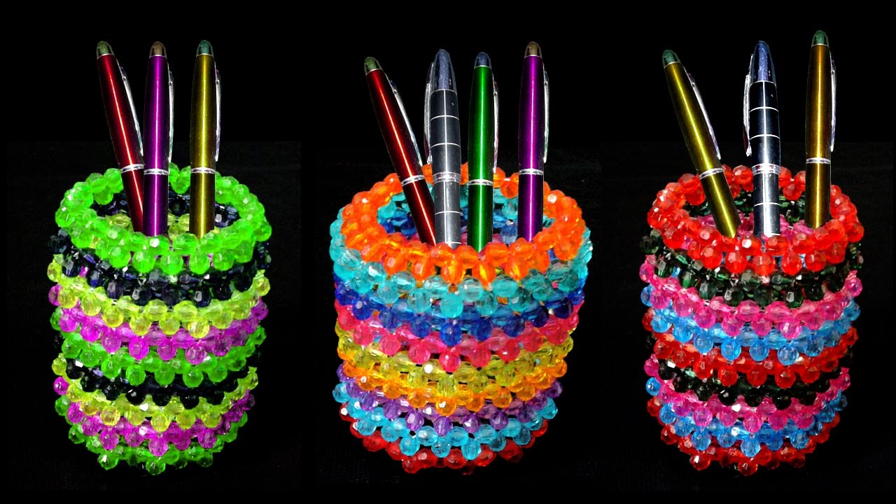 How To Make Pen stand || Pen/Pencil Holder || Beaded Pen stand || Diy Pen Stand Craft Ideas