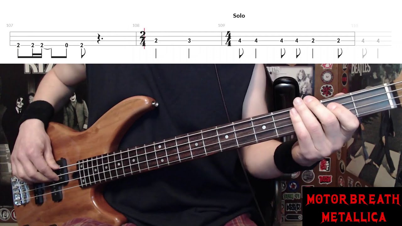 Motorbreath by Metallica - Bass Cover with Tabs Play-Along