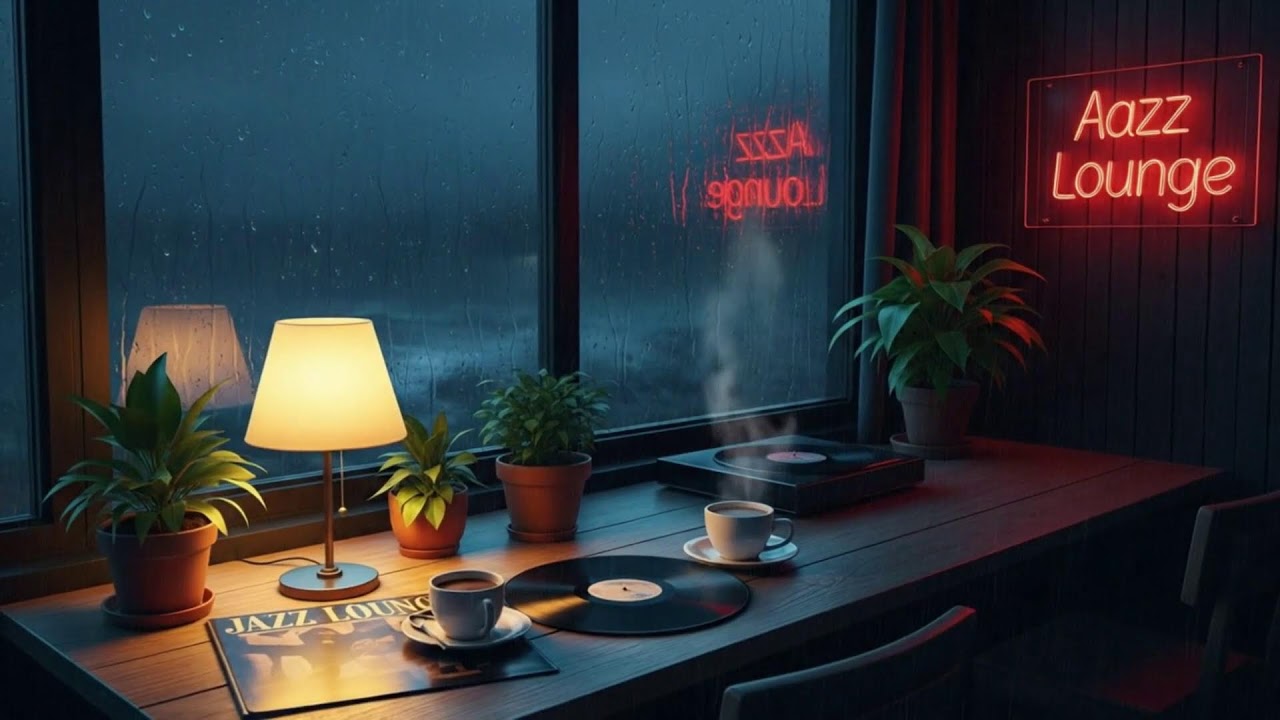 Cozy Thunder Rain Jazz Mix ｜ Gentle Nighttime Study ☕⚡🌧️🎷✨