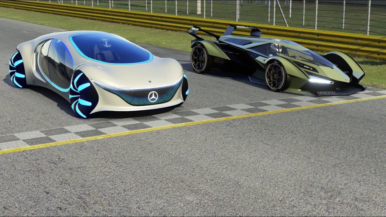 Mercedes-Benz Vision AVTR vs Lamborghini V12 Vision GT at Monza Full Course