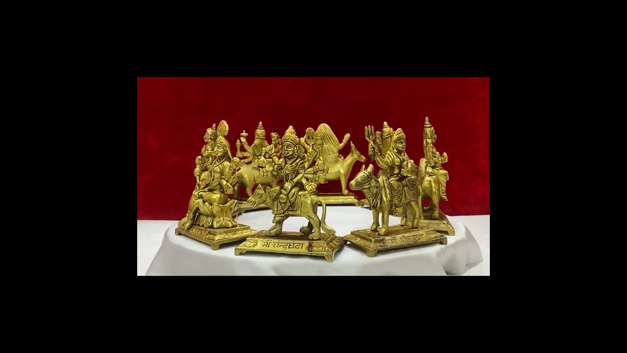 Brass Navdurga Idols Set: Powerful Goddess Durga Collection for Your Home | Spiritual & Decorative