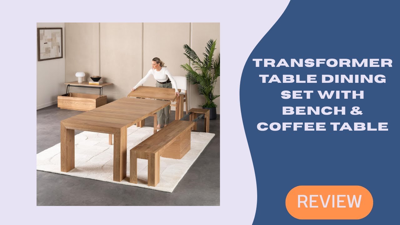 Expandable Table for 4 to 12?! | Transformer Table Dining Set with Bench & Coffee Table!