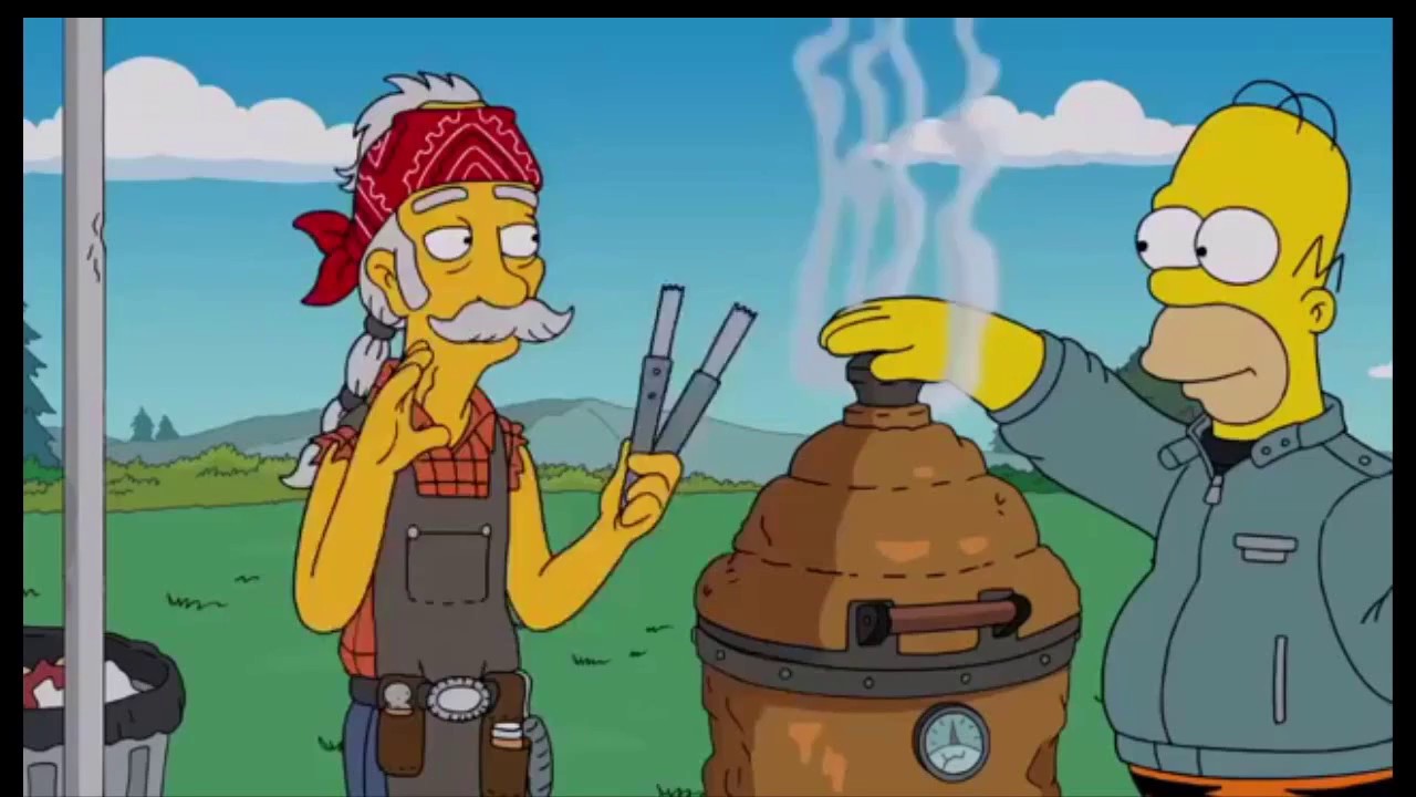 Los Simpsons ahumando con chips de madera