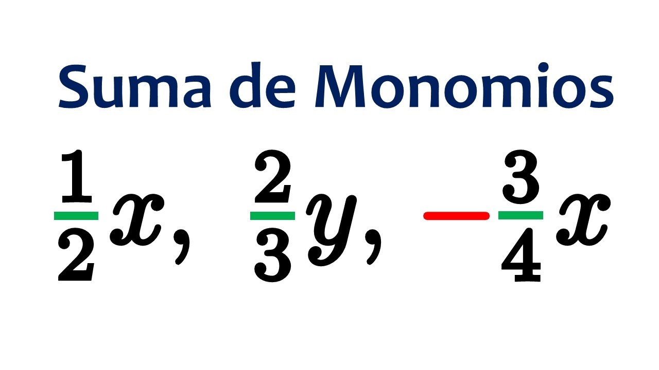 Suma y Resta de Monomios con Fracciones | Ejercicios Resueltos de &Aacute;lgebra