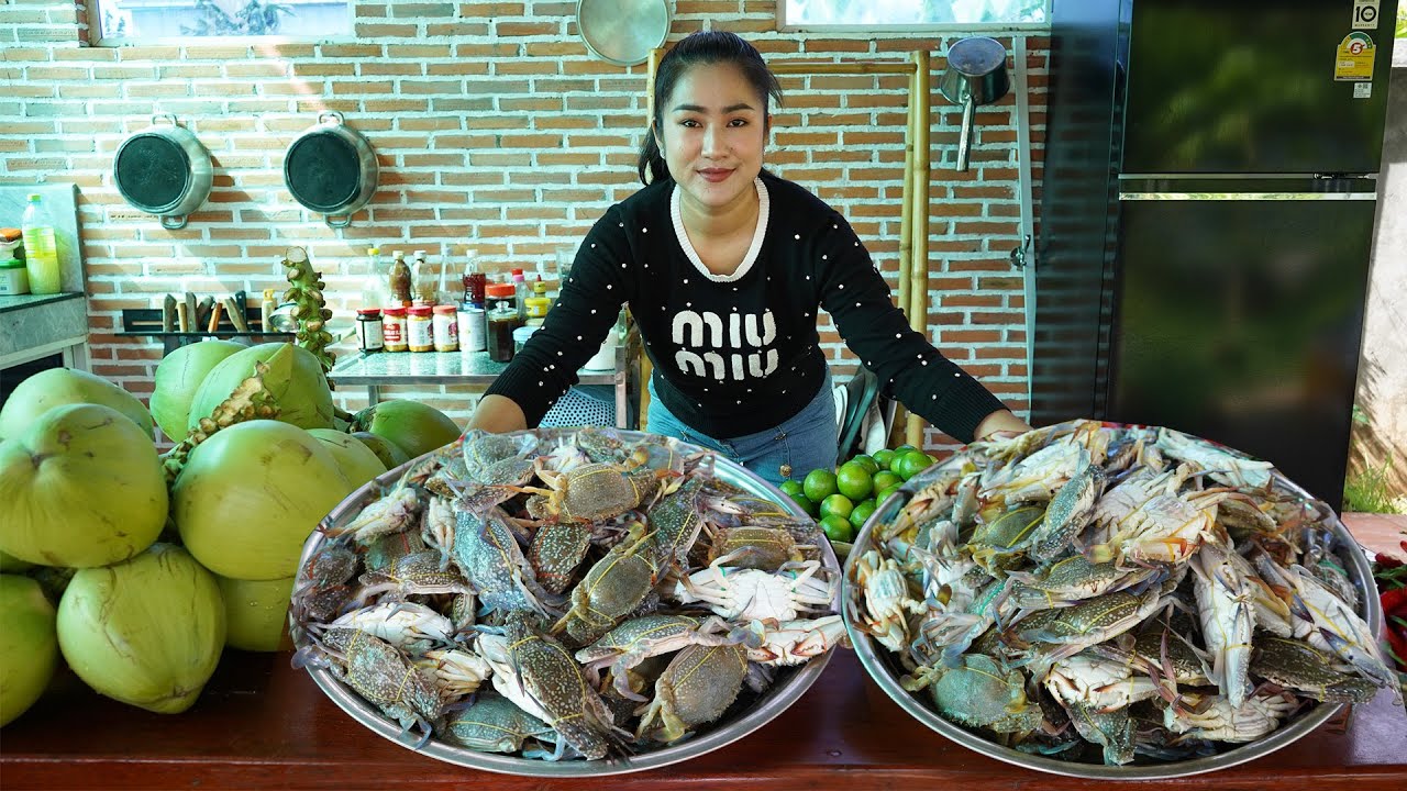 '' Blue crabs recipes '' Yummy blue crabs cooking with country style - Cooking with Sreypov