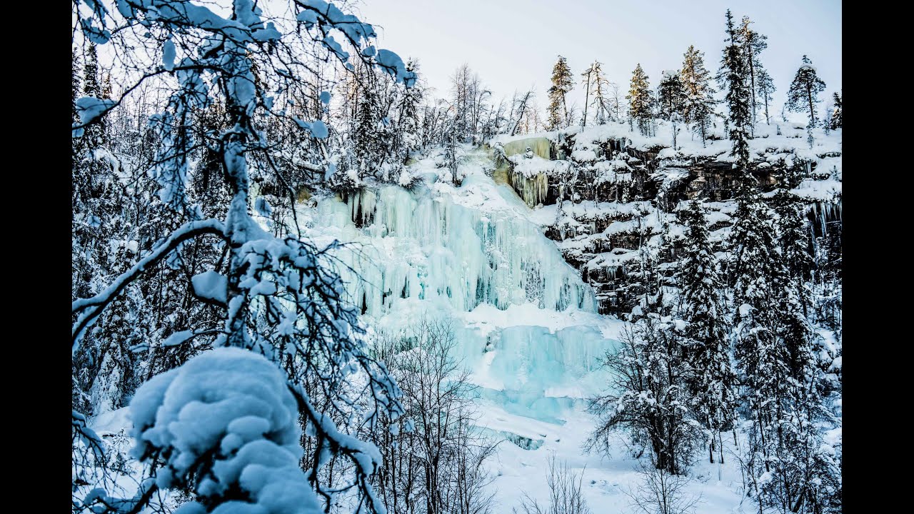 Korouoma Frozen waterfalls in Rovaniemi, Finland