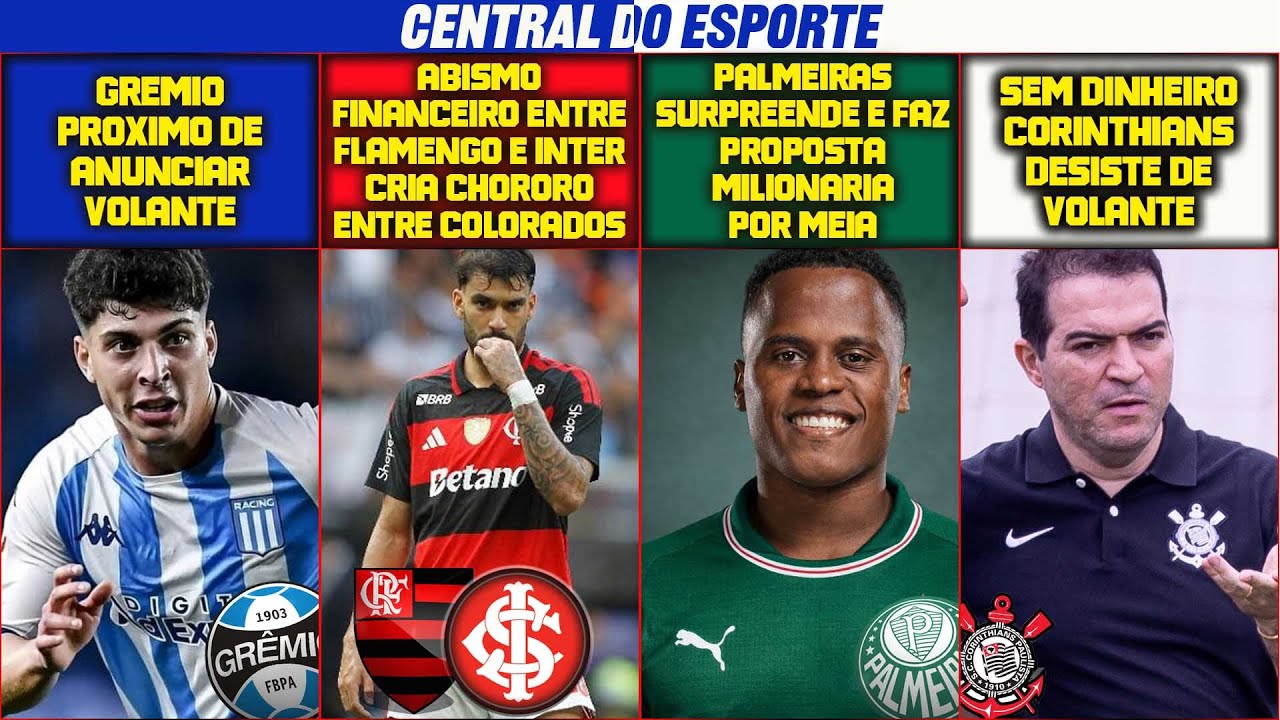 CHORORÔ DO INTER CONTRA O FLAMENGO ⚽ PALMEIRAS VEM FORTE NO MERCADO ⚽ GRÊMIO CONTRATA VOLANTE E+