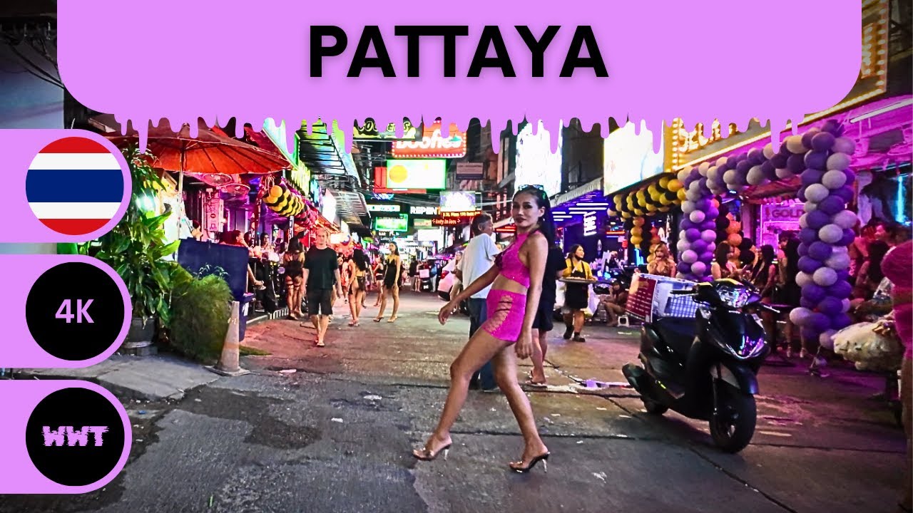 Pattaya Walking Street Nightlife - 4K Crowds and Bars