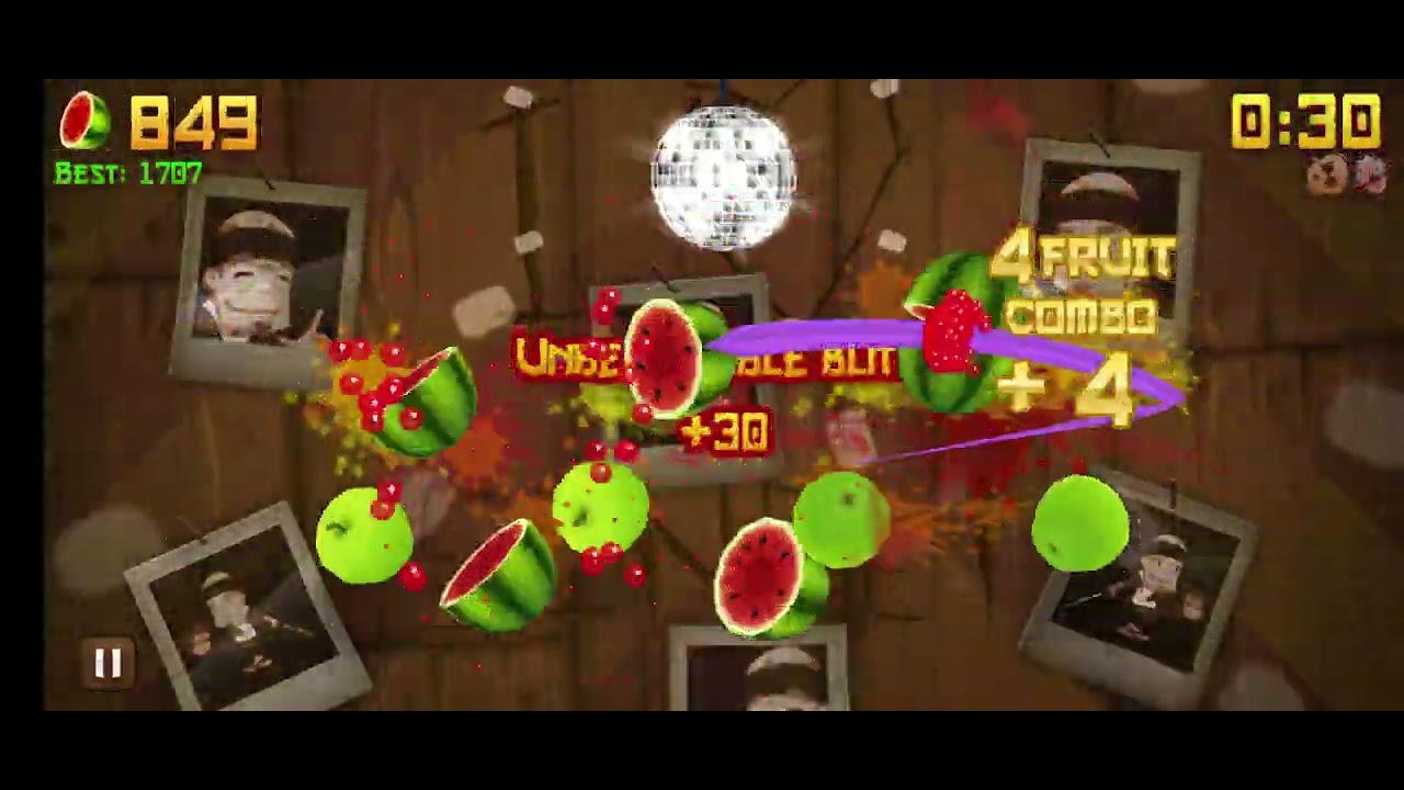 FRUIT NINJA ARCADE MODE (DISCO BLADE W/ I ❤️ SENSEI DOJO)