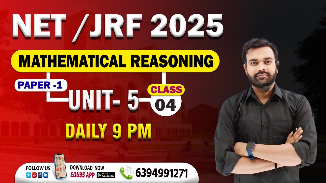 MATHEMATICAL REASONING | LEC -04 | PAPER -1 NET / JRF 2025 | BY PRABU SIR