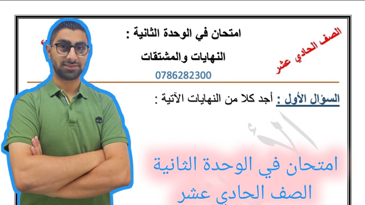 ( 78 ) امتحان في الوحدة الثانية : النهايات والمشتقات ( الصف الحادي عشر )