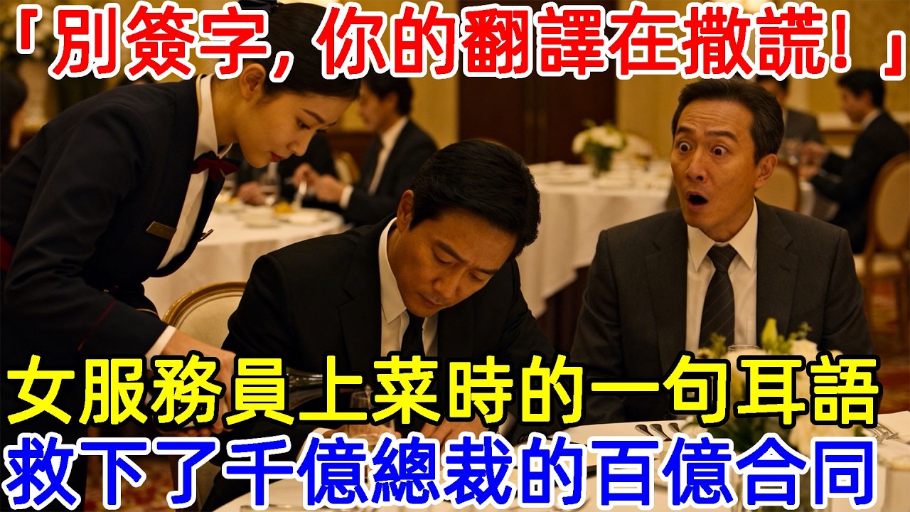 “別簽字，你的翻譯在撒謊！”女服務員上菜時的一句耳語，救下了千億總裁的百億合同...#故事頻道 #故事分享 #情感#臺灣#情感故事#幸福人生