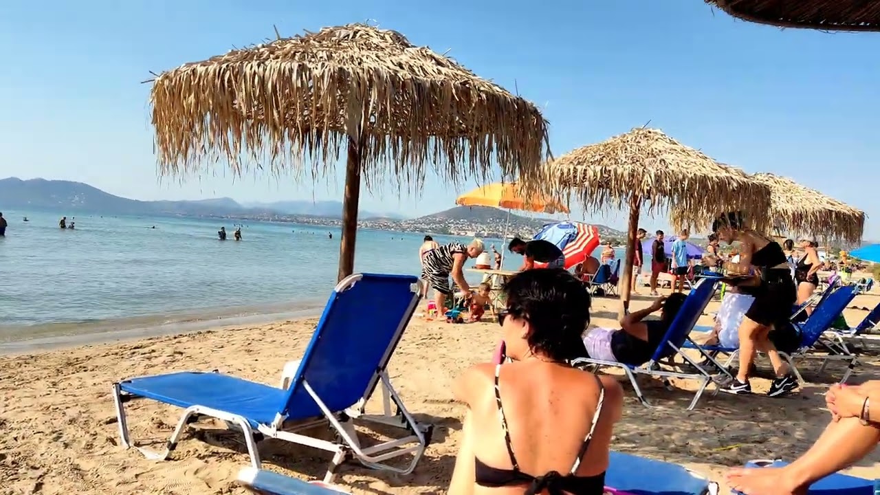 [4K] FRIDAY SWIMMING WITH FAMILY AT LOUTSA BEACH | ATHENS GREECE