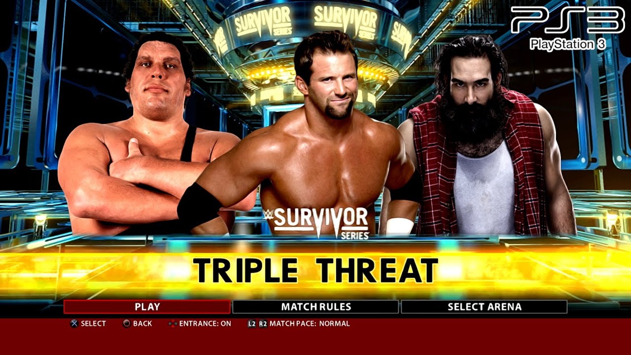 WWE 2K16 PS3 - Зак Райдер против Андре Гиганта против Люка Харпера - Тройная угроза [2K][mClassic]