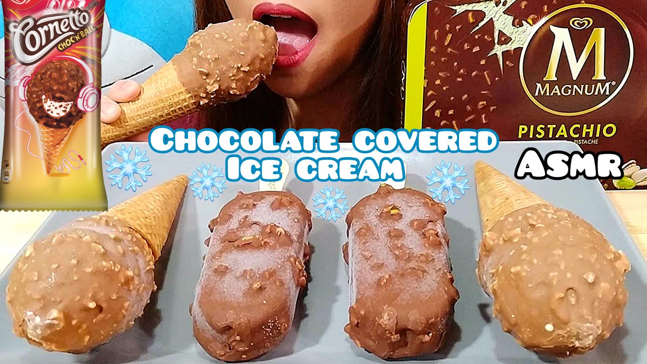 ASMR (Cornetto & Magnum) Chocolate Covered Ice Cream 아이스크림 Kem Que アイスクリーム 冰淇淋 Eating Sounds