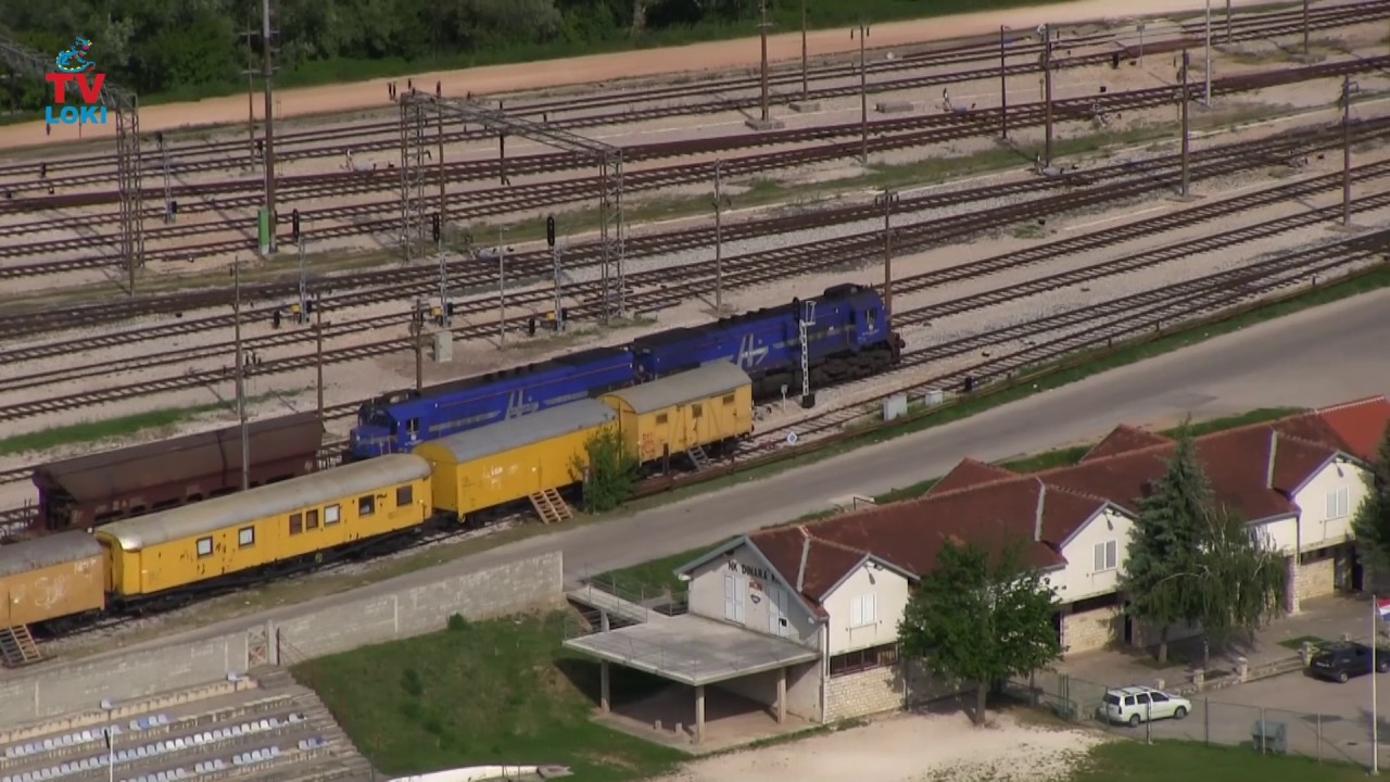 Diesel freight train in Croatia - view from Knin Fortress