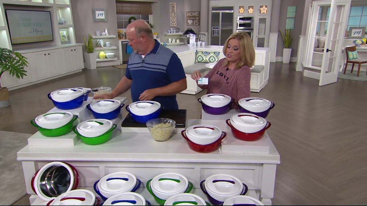 Set of 2 Thermal Hot/Cold Serving Bowls w/Lids on QVC