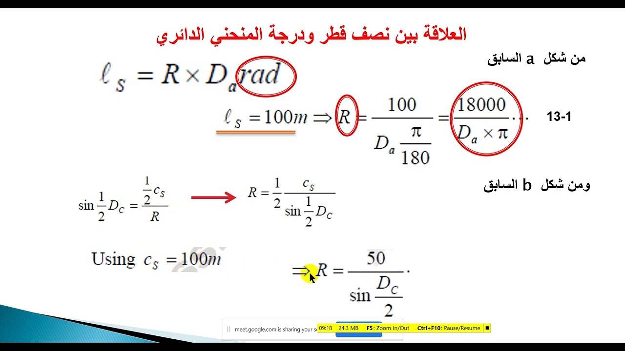 المنحني الافقي وعناصره وكيفية اسقاطه