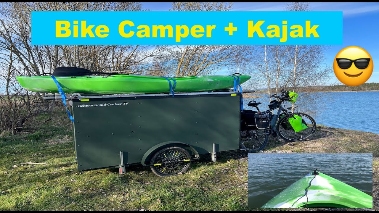 Mit Fahrradwohnwagen und Kajak zum See / Erste Proberunde mit dem Fun-Gespann 😎