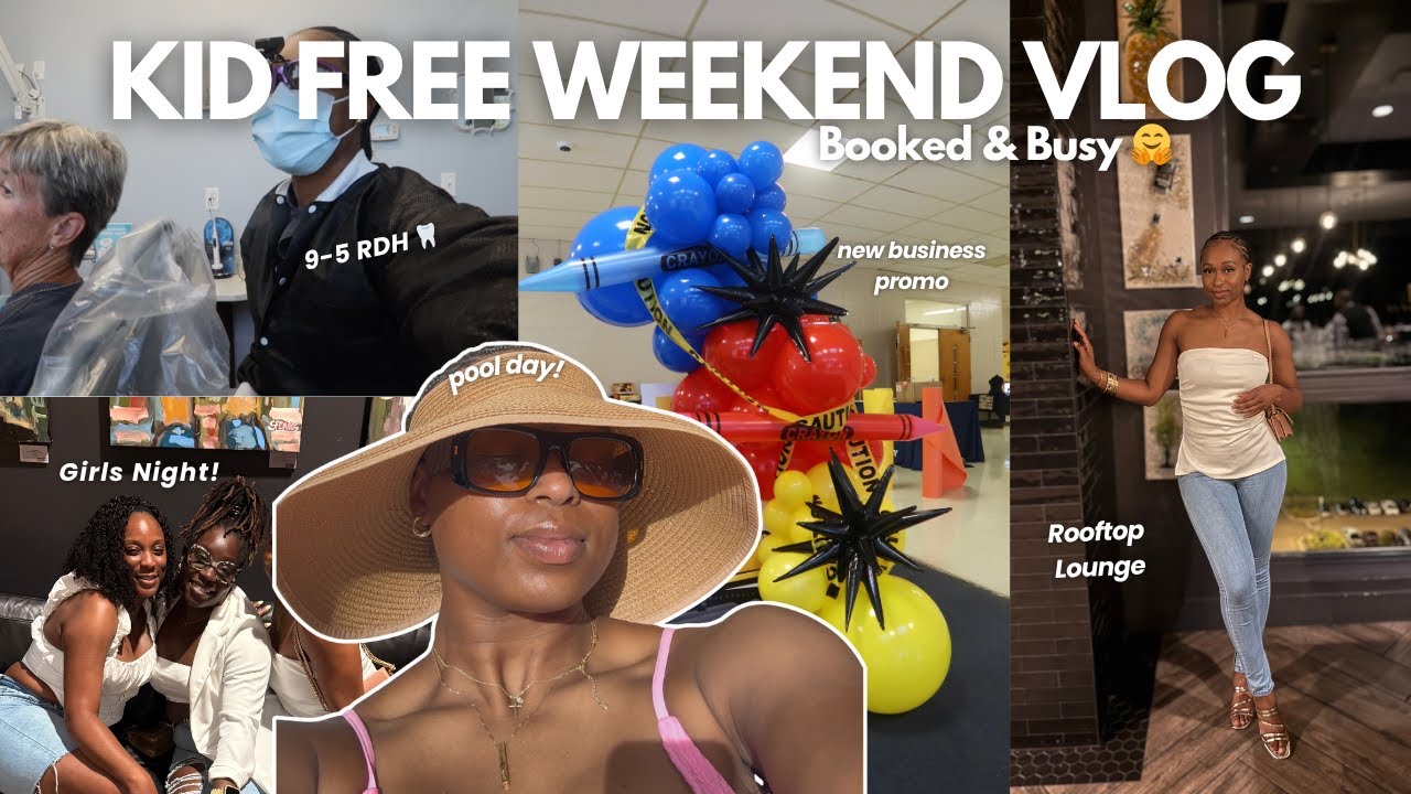 Kid Free & Clocked In 😅 | Work, Free Balloon Setup, Garage Declutter, Pool Day & Girls Night!
