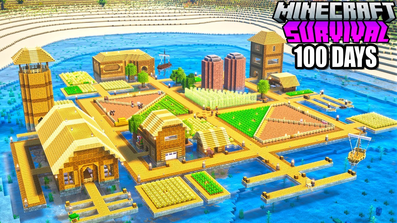 I Survived 100 Days on a LAKE in Minecraft Big Globe (Hard)